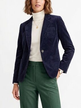 J. Crew Women's Dark Navy Parke Blazer in Navy Blue Corduroy - Size Small